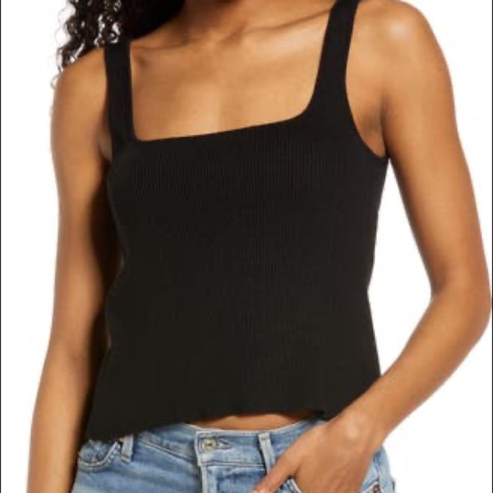 Lulus You & Tie Black Ribbed Tie Back Tank Top